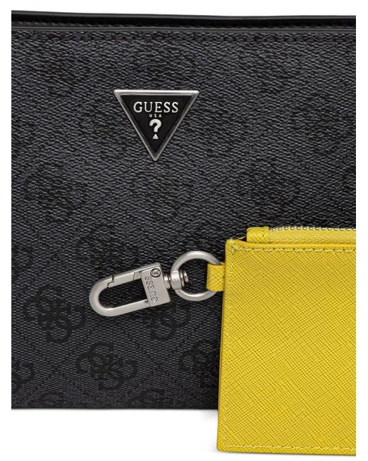 Guess Black Milano Monogram-Print Logo-Plaque Belt Bag for men
