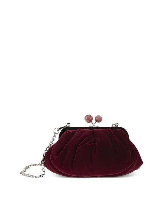 Weekend by Maxmara Purple Gathered Velvet Clutch Bag