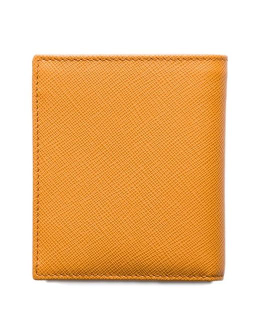 Prada Orange Triangle-Logo Leather Wallet for men