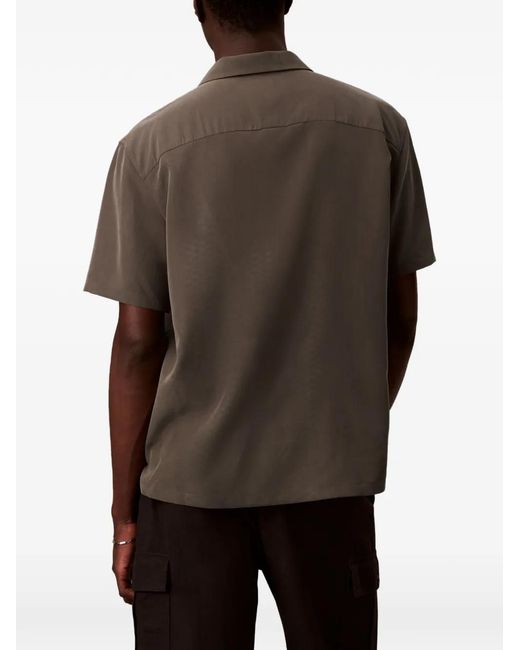 Calvin Klein Brown Short-Sleeved Camp-Collar Shirt for men
