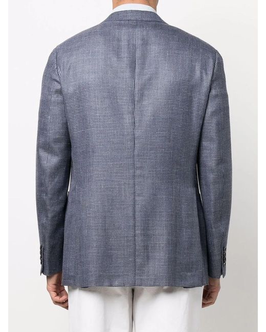 Brioni Blue Blazer À Motif Pied-De-Poule for men