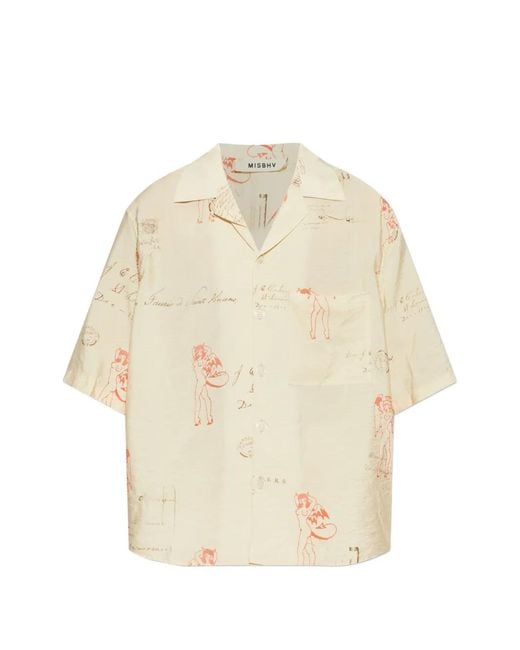 M I S B H V Natural Graphic-Print Shirt for men