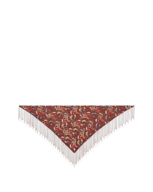 Etro Pink Triangular Lace Scarf With Beads