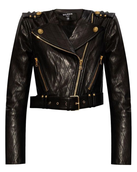 Balmain ベルテッド ライダースジャケット Black