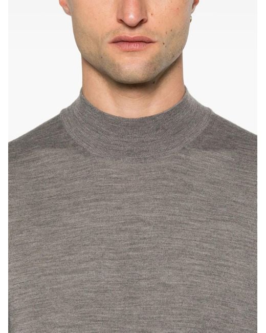 Fedeli Gray Derby Virgin Wool Sweater for men