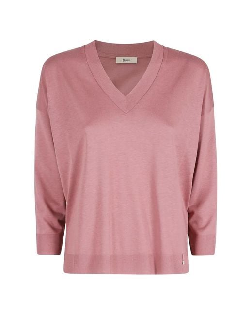 Herno Pink V-Neck Sweater