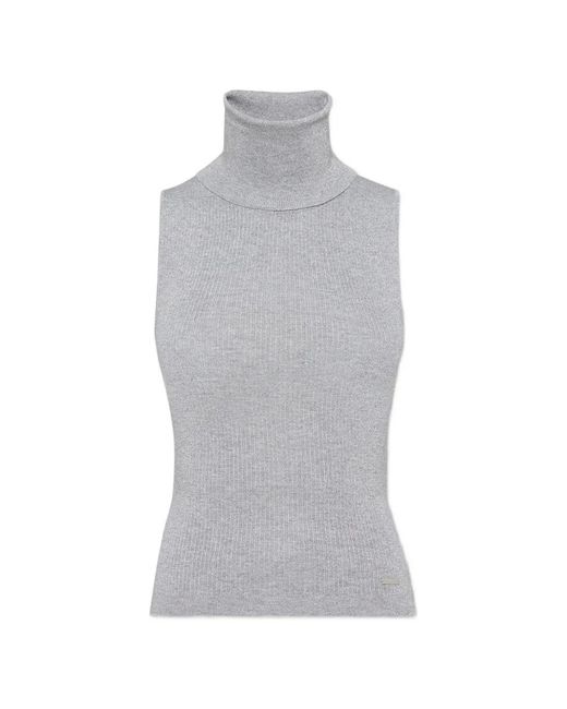 DSquared² Gray Roll-Neck Ribbed Top