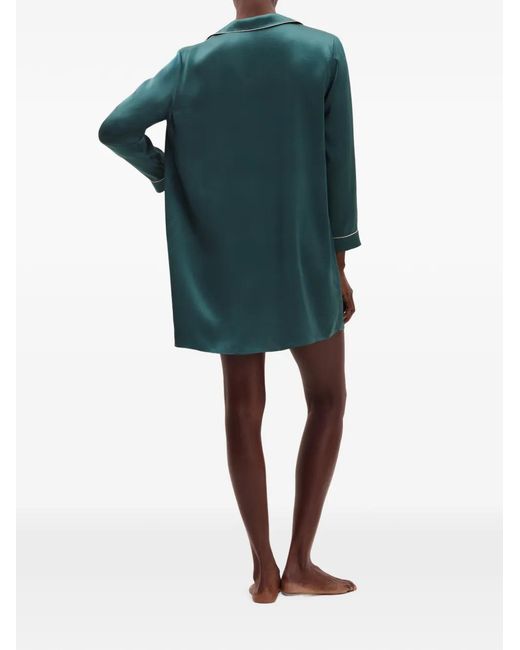 Eres Green Gala Piping-Detail Shirt Dress