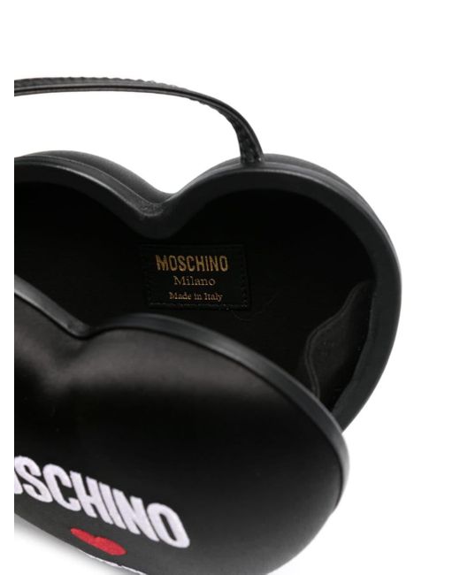 Moschino Black Schultertasche mit Logo-Stickerei