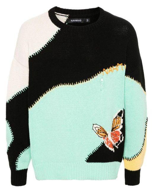 NAHMIAS Butterfly Intarsien-Pullover in Black für Herren
