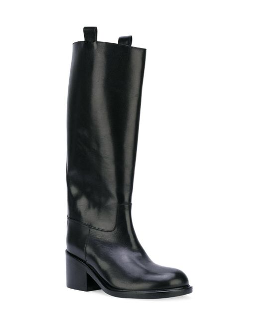 black midi heel boots