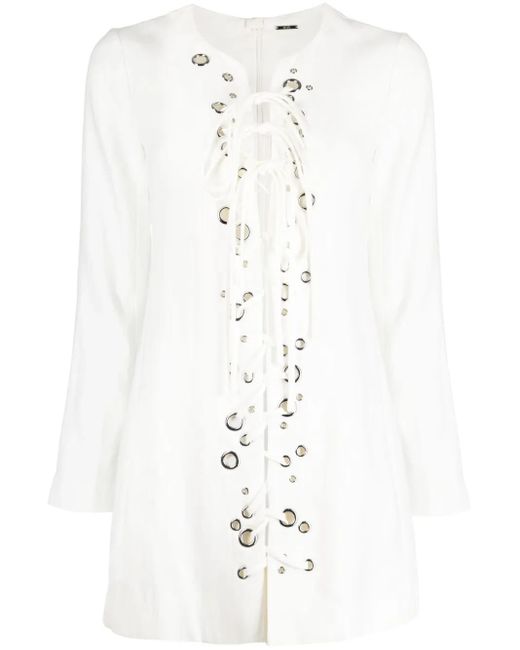 Alexis White Eyelet-Detail Lace-Up Tunic
