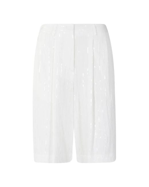MEIMEIJ White Sequin-Embellished Pleated Shorts