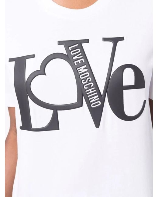 Love Moschino White Slogan-Print Short-Sleeved T-Shirt