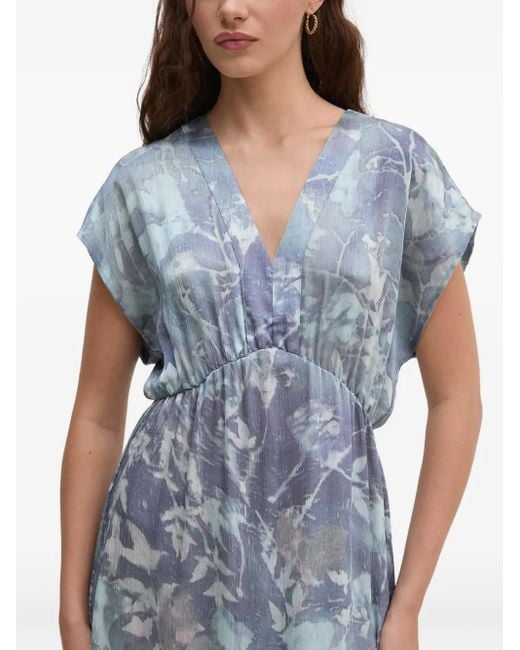 Robe À Fleurs Imprimées Sandro Ferrone en coloris Blue