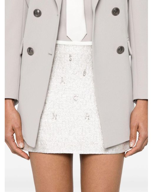 Elisabetta Franchi White Crystal-embellished Tweed Mini Skirt