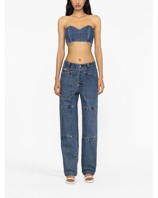 Monot Blue Denim Bandeau Top