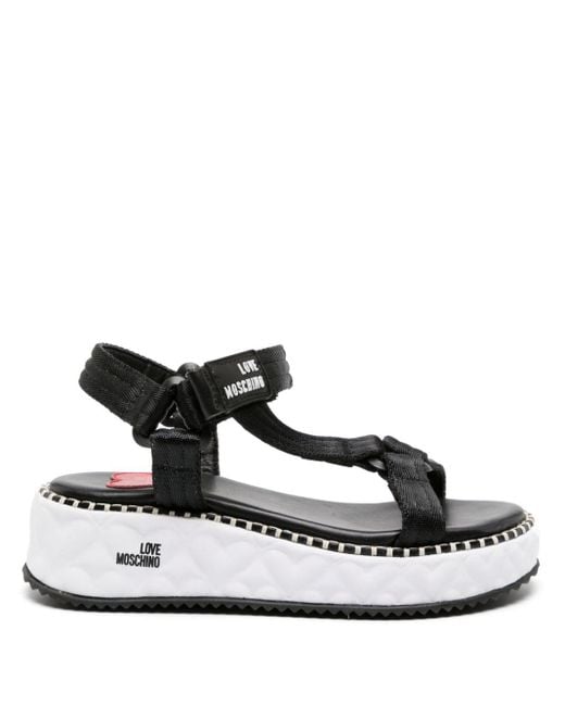 Love Moschino Black 50mm Strappy Wedge Sandals