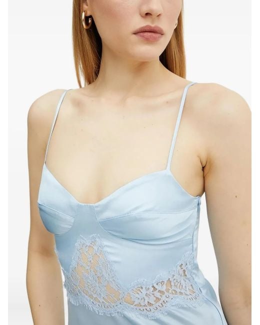 Ermanno Scervino White Lace-Insert Slip Midi Dress