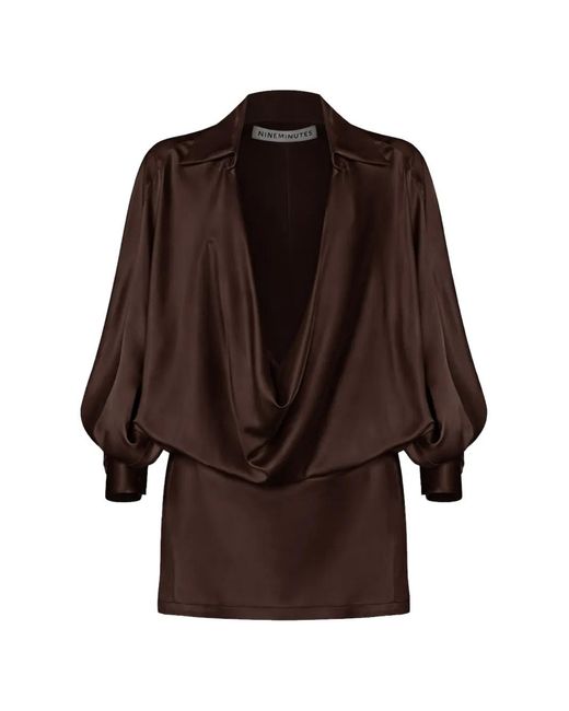Nineminutes Brown The Mona Draped Mini Dress