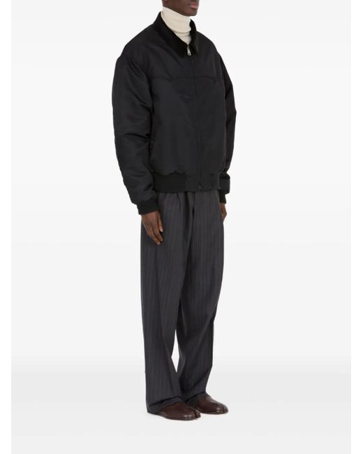 Maison Margiela Black Corduroy-Collar Bomber Jacket