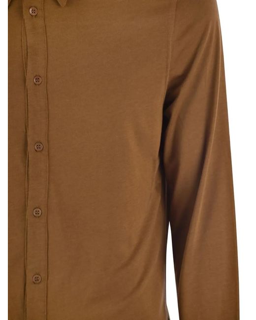 Majestic Filatures Brown Long-Sleeved Button Shirt for men