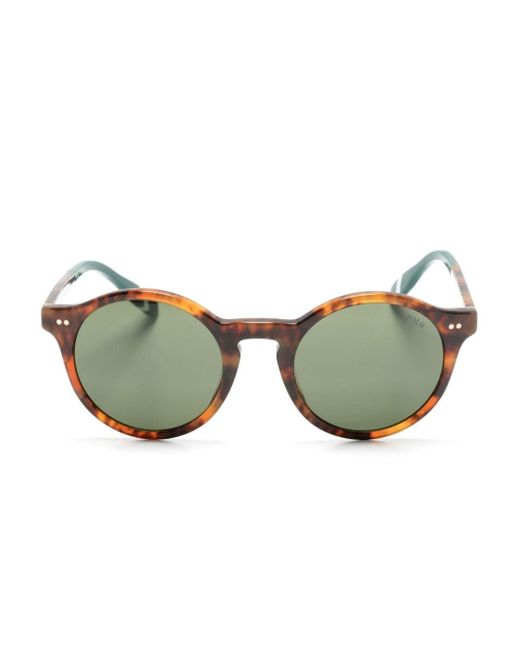 Polo Ralph Lauren Green Tortoiseshell-effect Round-frame Sunglasses for men