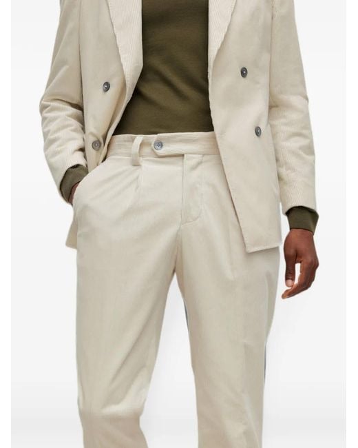HUGO Natural Corduroy Pleated Trousers for men