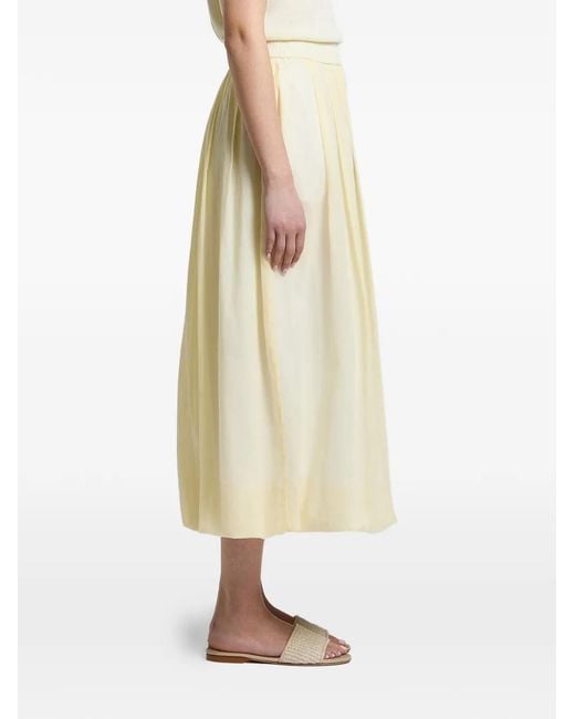 Peserico White Midi Pleated Elasticated-Waist Skirt