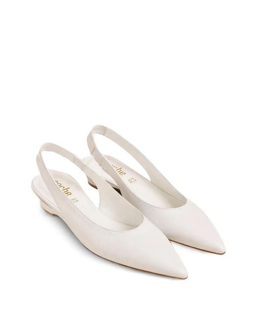 Poche Paris White Pointed-Toe Slingback Pumps