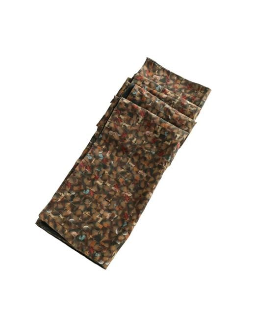 YASSMIN SALEH Brown Macramé Patterned Scarf