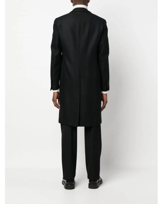 Lardini Black Single-Breasted Boxy Wool Coat for men
