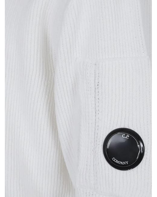C P Company White Lens-Detail Ribbed Sweater for men