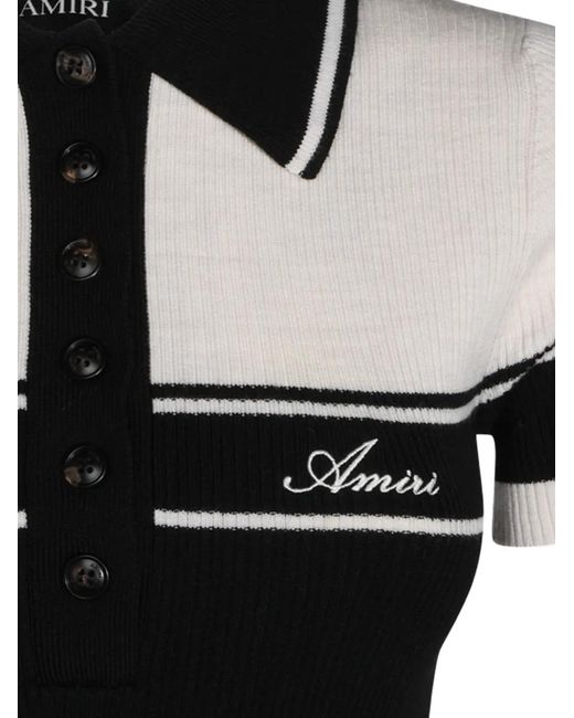 Amiri Black Script Knit Slim Polo