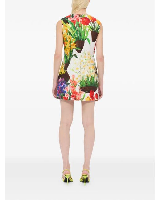 Robe Courte À Fleurs MSGM en coloris White