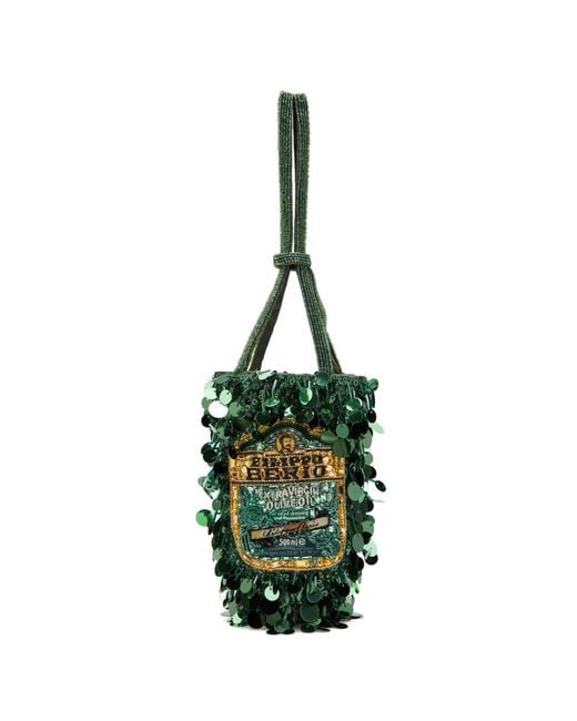 Anya Hindmarch Green Sequin-Embellished Beaded Tote Bag