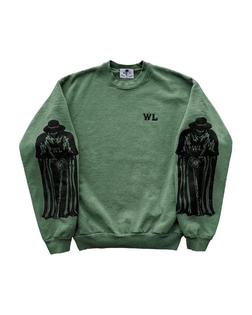 Warren Lotas Green Rifle Sleeve Print Embroidered Sweater for men