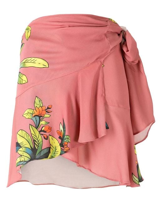 Amir Slama Pink Paneled Print Wrap Skirt