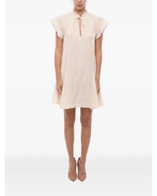 Samsøe & Samsøe Natural Karookh Ruffle-Collar Mini Dress