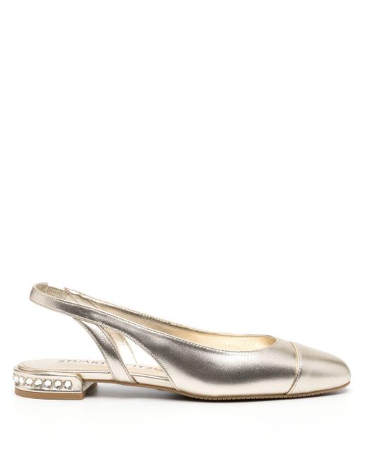 Stuart Weitzman White Crystal Slingback Ballerina Flats