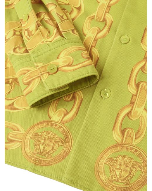 メンズ Versace メドゥーサ チェーンプリント シャツ Yellow