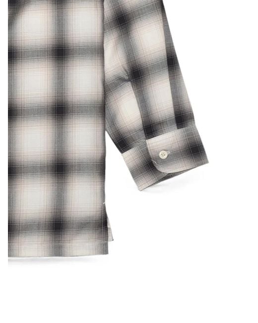 Edwin White Check-Print Open-Collar Shirt for men