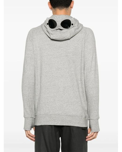 C P Company Gray Goggles-Detail Zip-Up Hoodie for men