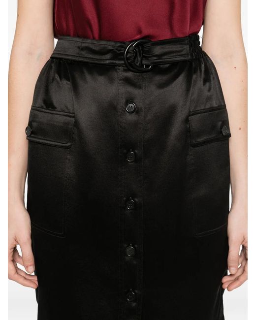 Saint Laurent Black Buttoned Belted Mini Skirt