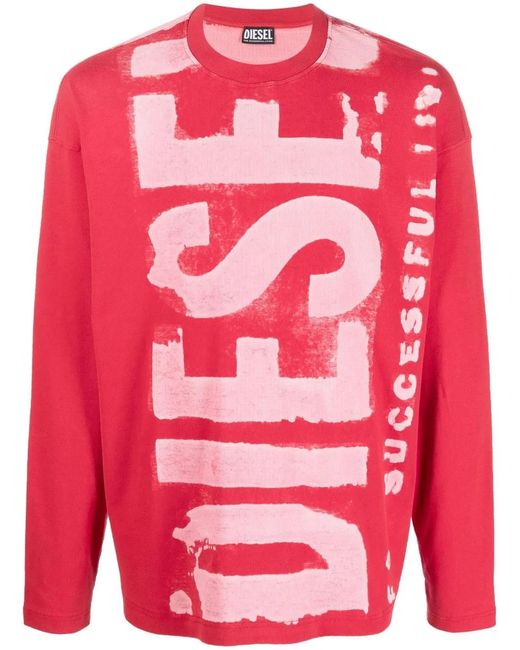 DIESEL Red T-Wasrib Logo-Print T-Shirt for men