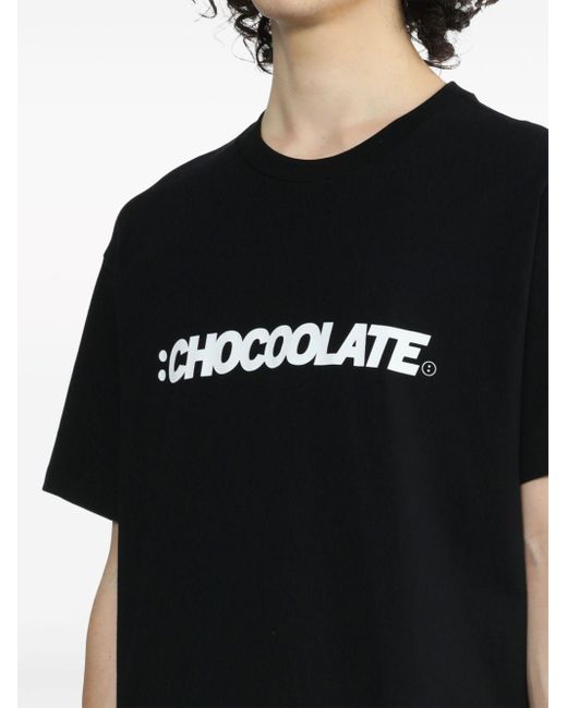 Chocoolate Black Logo-print Cotton T-shirt for men
