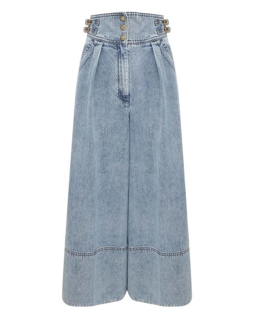 Zimmermann Blue High-Waist Denim Cullote