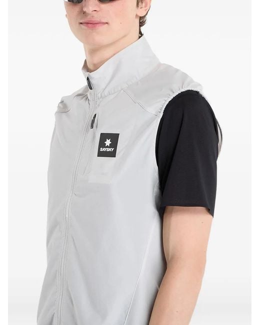 Saysky Gray Clean Pace Flex Logo-Patch Vest for men