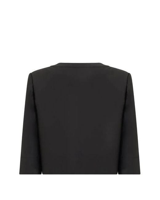Alberta Ferretti Black Round-Neck Cropped Jacket