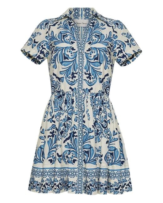 Cara Cara Blue Floral-Print Mini Dress